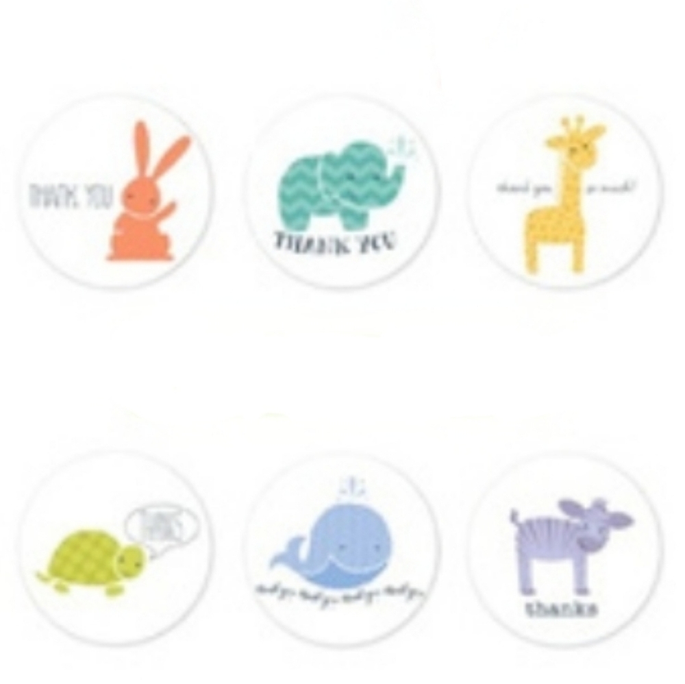 5/25 500 1"  Baby Animal Thank You Stickers NEW